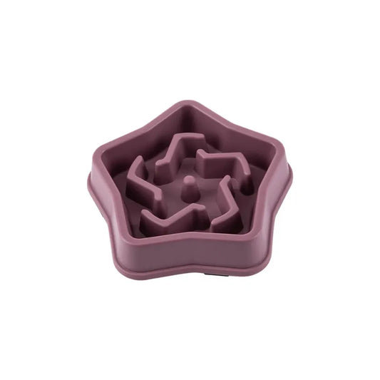 Gamelle anti glouton chat forme étoile violet sur fond blanc