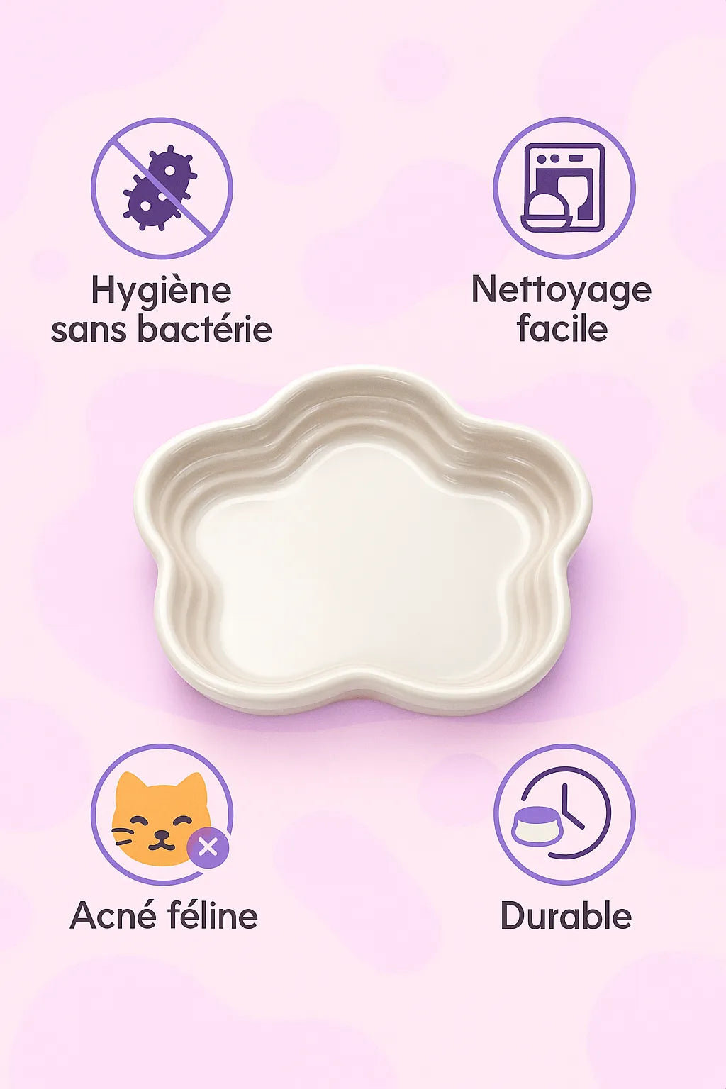gamelle céramique chat forme étoile avec les bénéfices autour