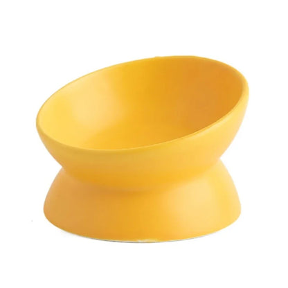 gamelle céramique chat nordique jaune dans un fond blanc
