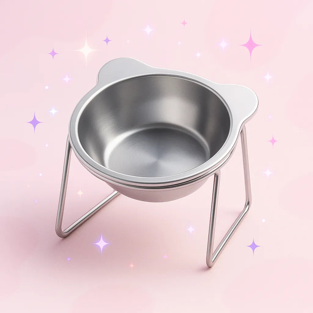Gamelle Chat Inox à Motif avec fond violet