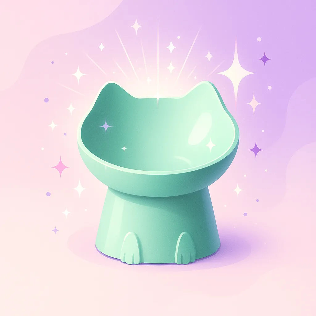 Gamelle Chat Surélevée Forme Chat avec fond violet