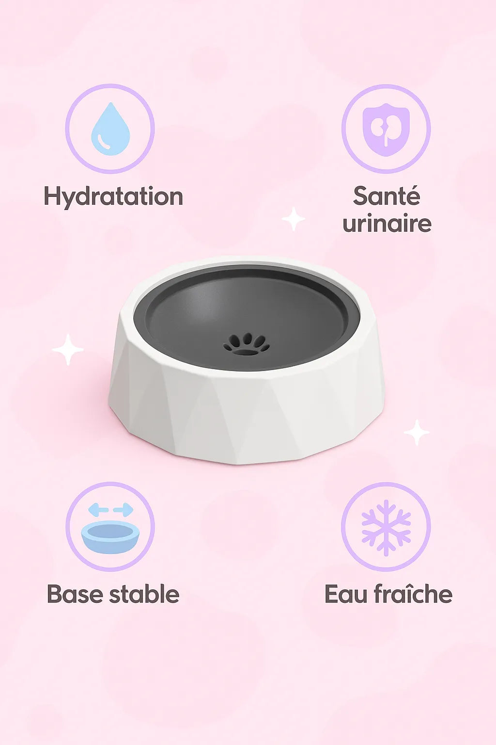Gamelle Eau Chat Anti Eclaboussure avec les bénéfices autour