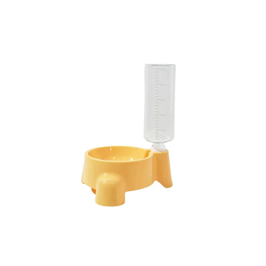 Gamelle Eau Chat Automatique jaune dans un fond blanc