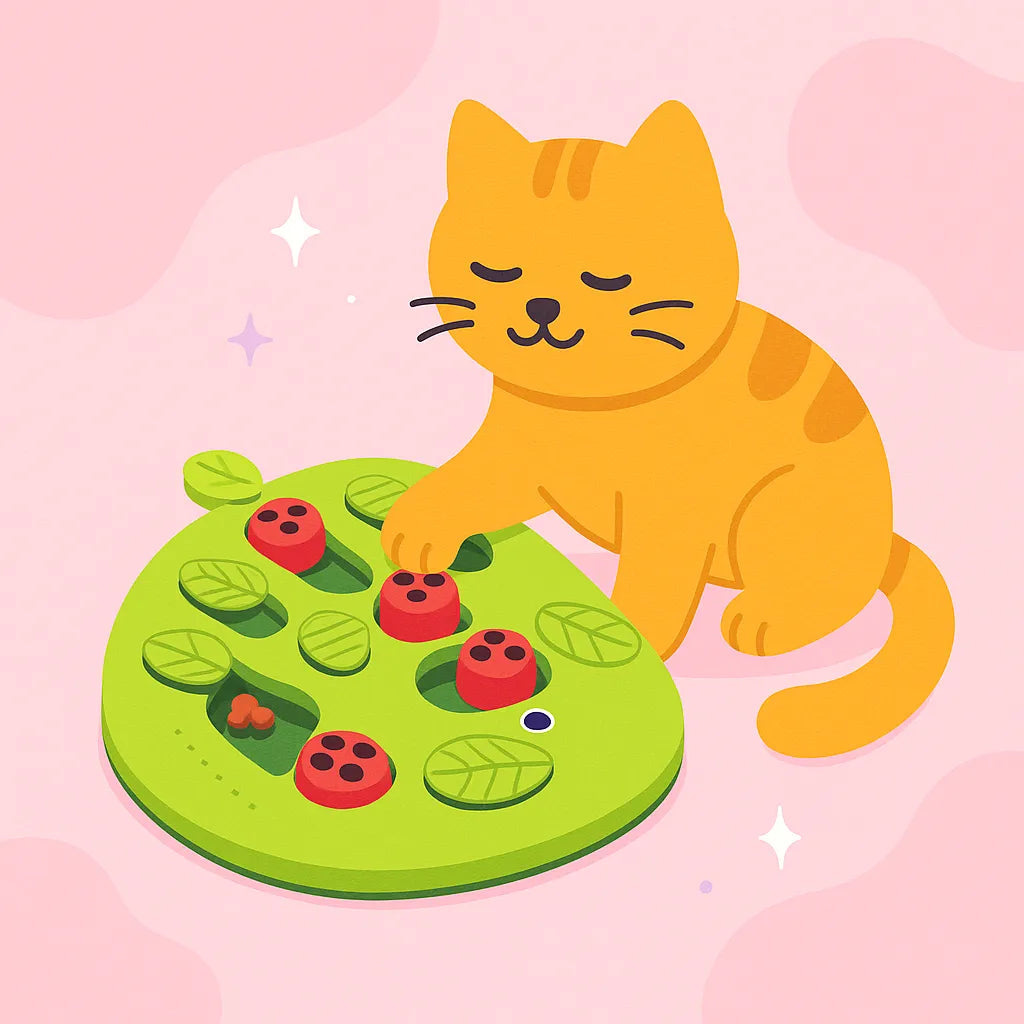 chat qui s'amuse avec une Gamelle Ludique Chat Puzzle