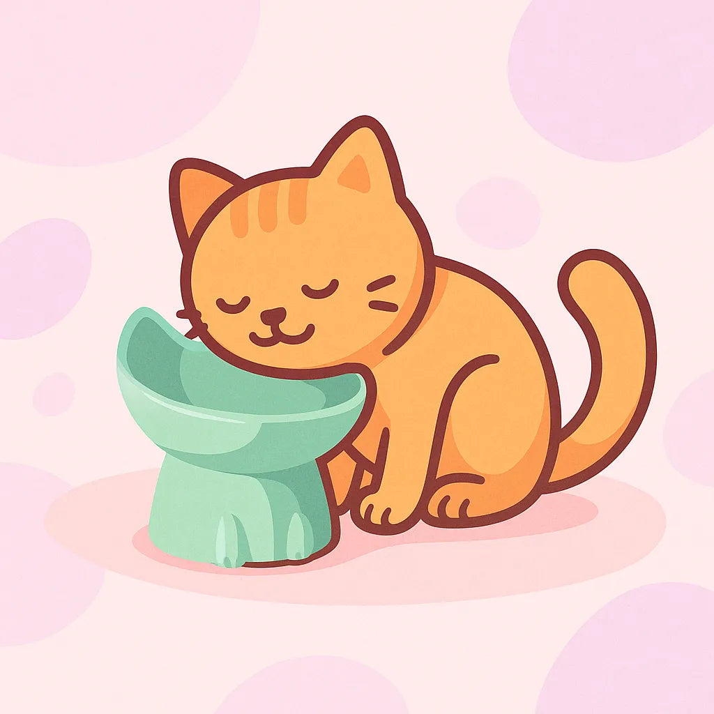chat qui se nourrit dans une Gamelle Chat Surélevée Forme Chat